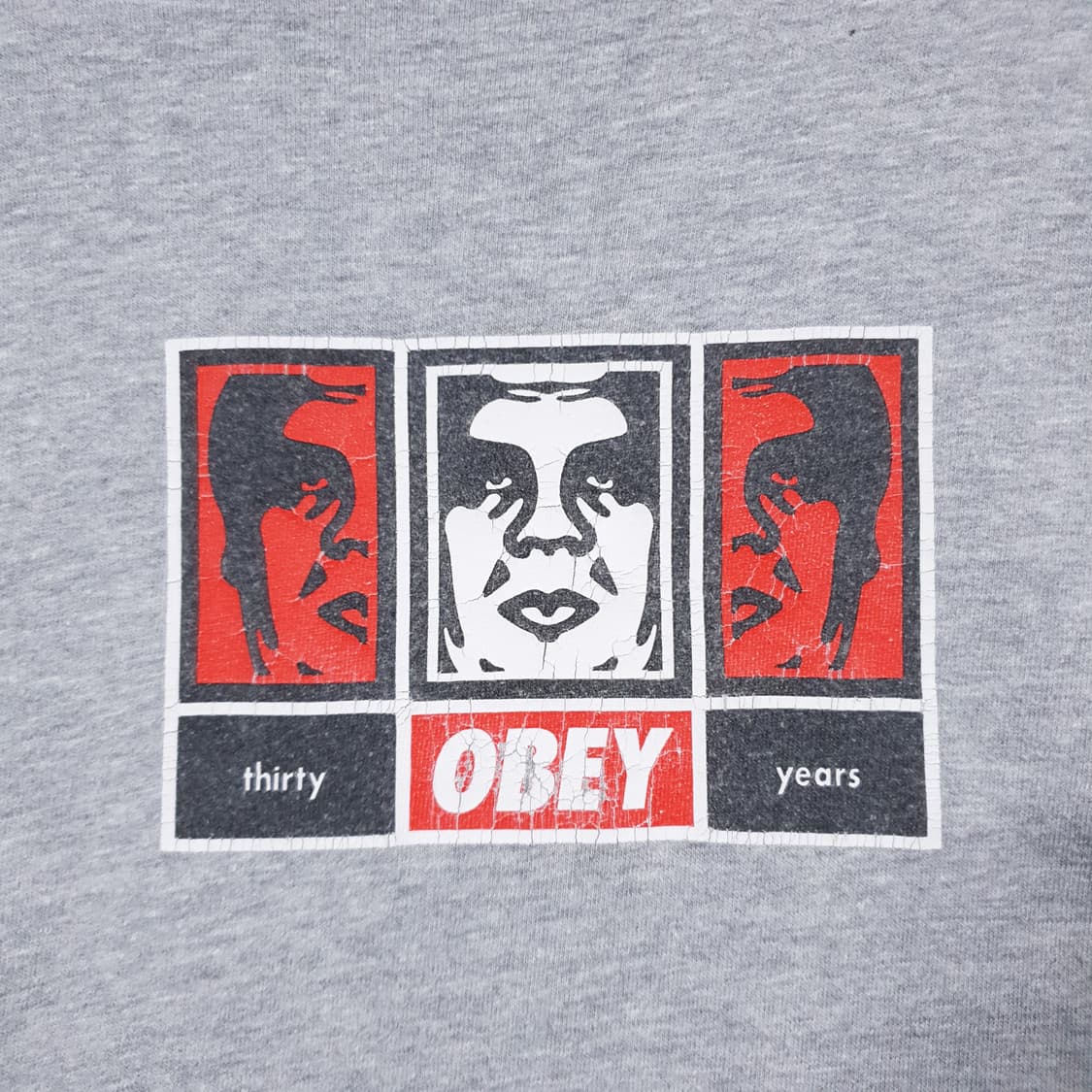 오베이 30주년 한정판) 3페이스 아이콘 라운드 반팔티 그레이 L 상품이미지5