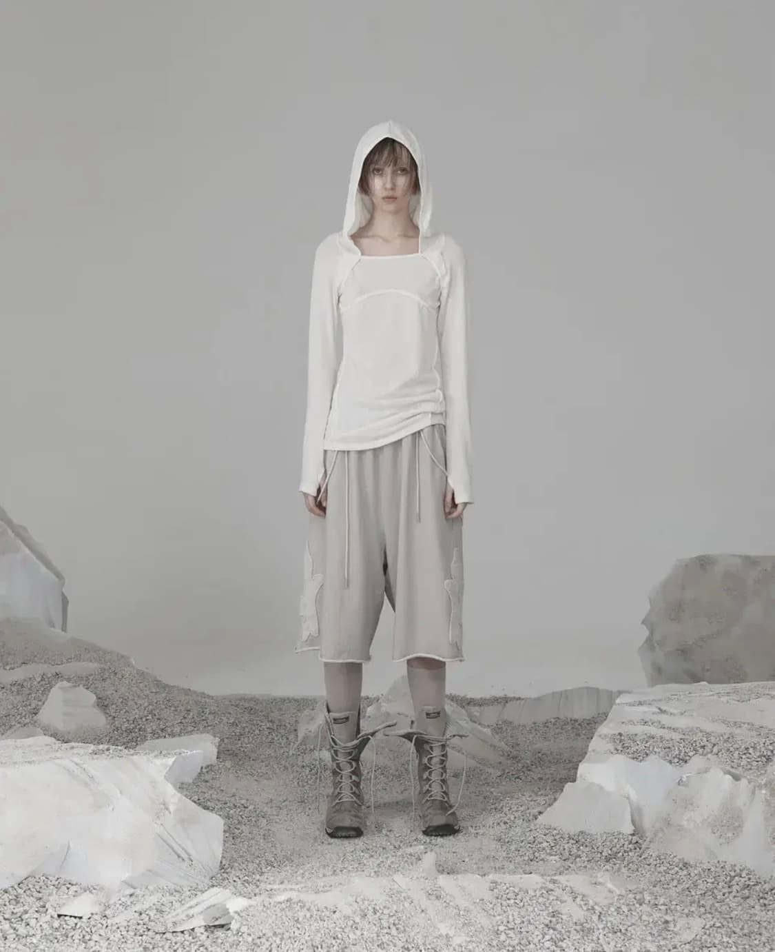 오호스 wrap bolero knit hoodie 상품이미지4