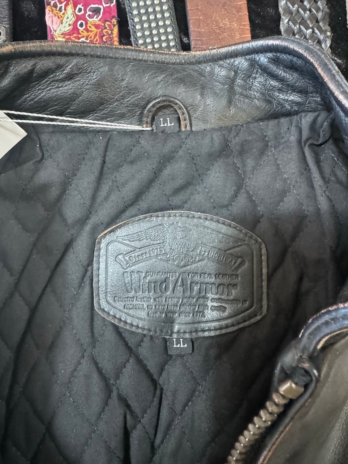 80~90s 윈드아머 입체 플레임 문양 빈티지 소가죽 싱글라이더 자켓 상품이미지6