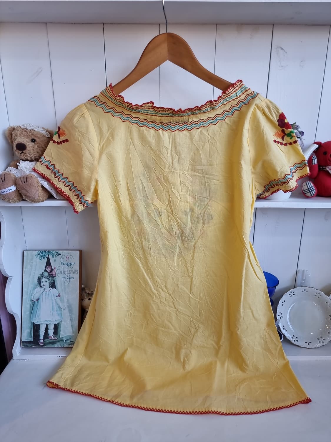 옐로 플라워 자수 원피스 상품이미지5