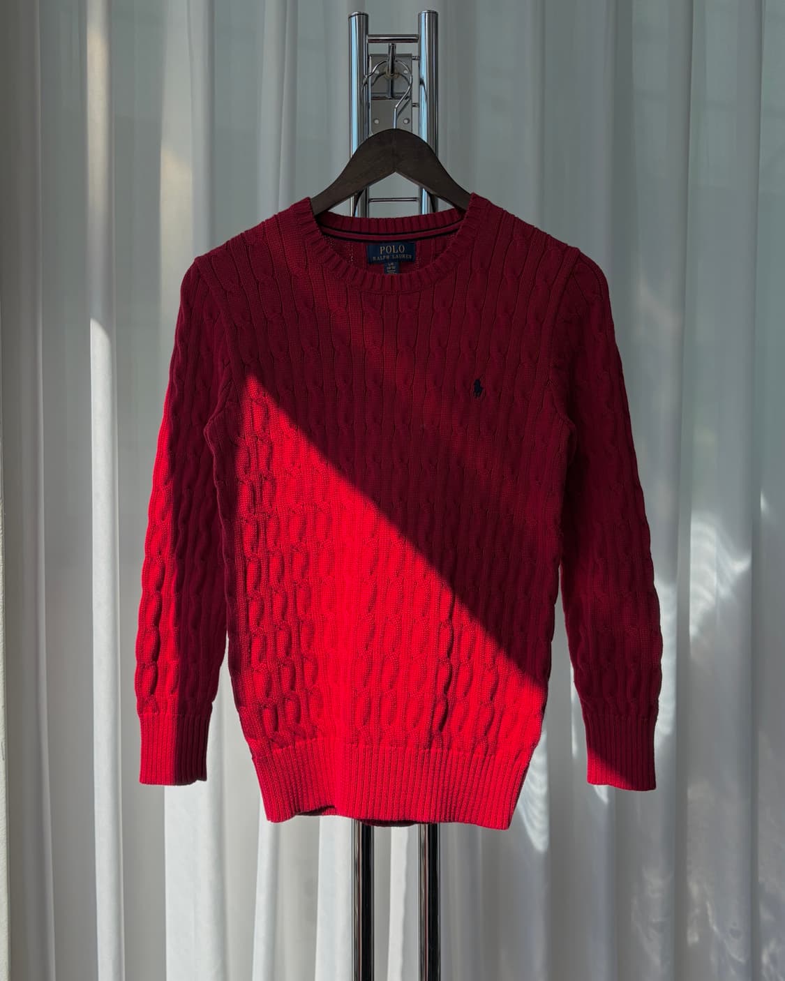 [S]폴로 랄프로렌 꽈배기 케이블 코튼 니트 red 상품이미지4