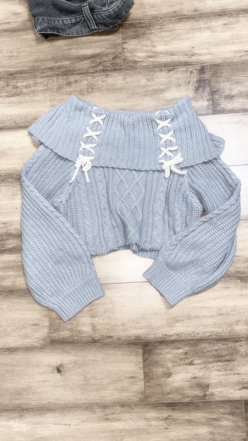 엑시즈팜 소라 레이스업 니트 오프숄더 모리 페어리 히메갸루 일본 빈티지 상품이미지1