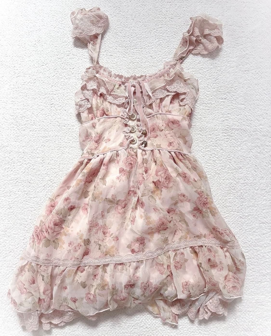 리즈리사 고전 플로랄 원피스 슈가돌 스트라이프 나시 히메갸루 라떼갸루 상품이미지2