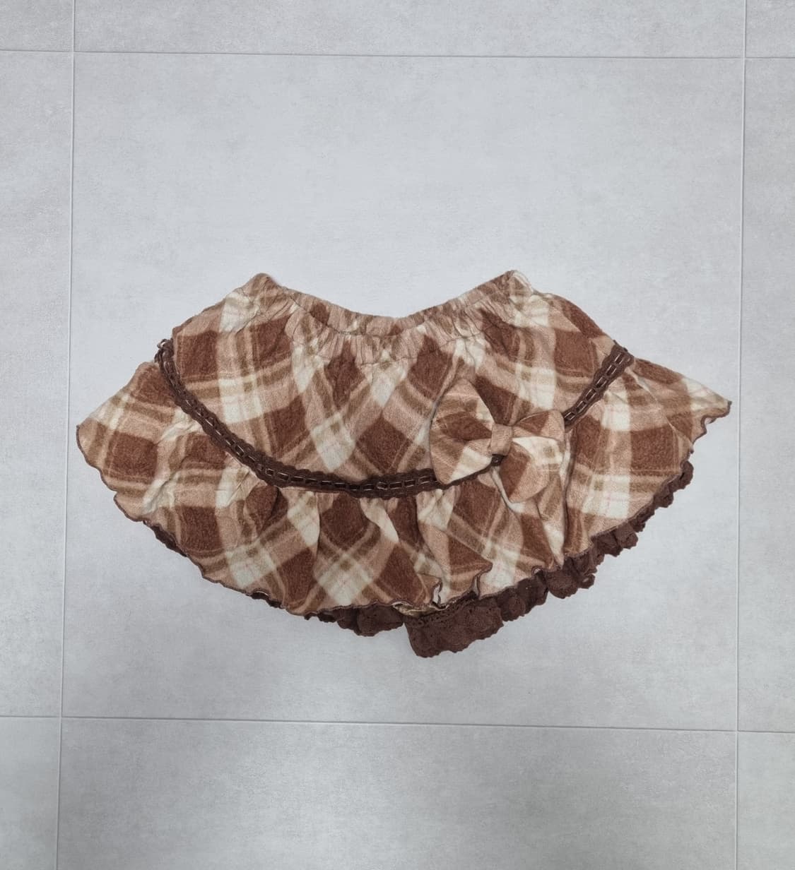 2벌 세트) lizlisa 리즈리사 아가일 리본 스커트 큐롯 반바지 멜빵 상품이미지1