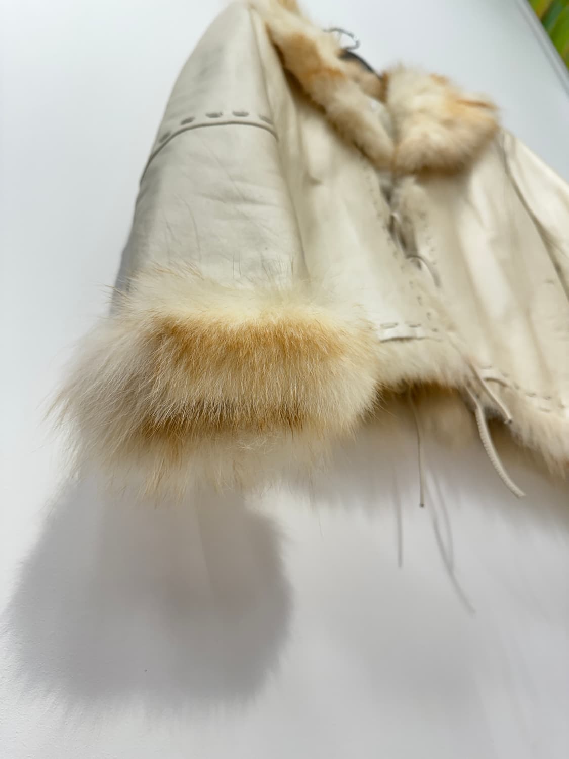 빈티지 리얼레더 트리밍 퍼 자켓, 아이보리, S~M 상품이미지8