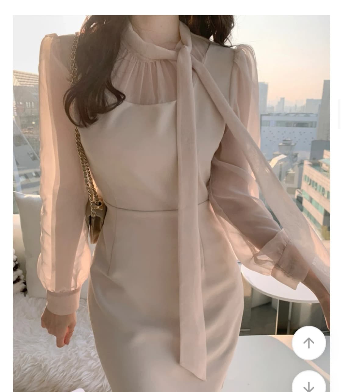 아뜨랑스 타이넥 쉬폰 원피스M 상품이미지2