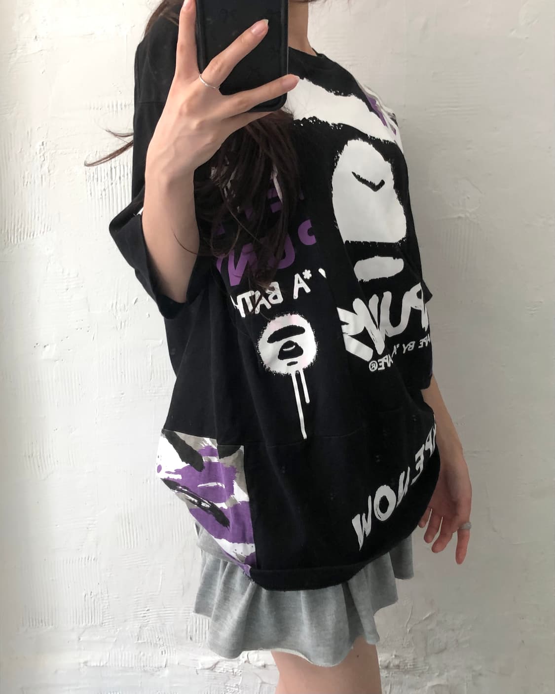AAPE by A BATHING APE 에이프 프린팅 블랙컬러 티셔츠 상품이미지2