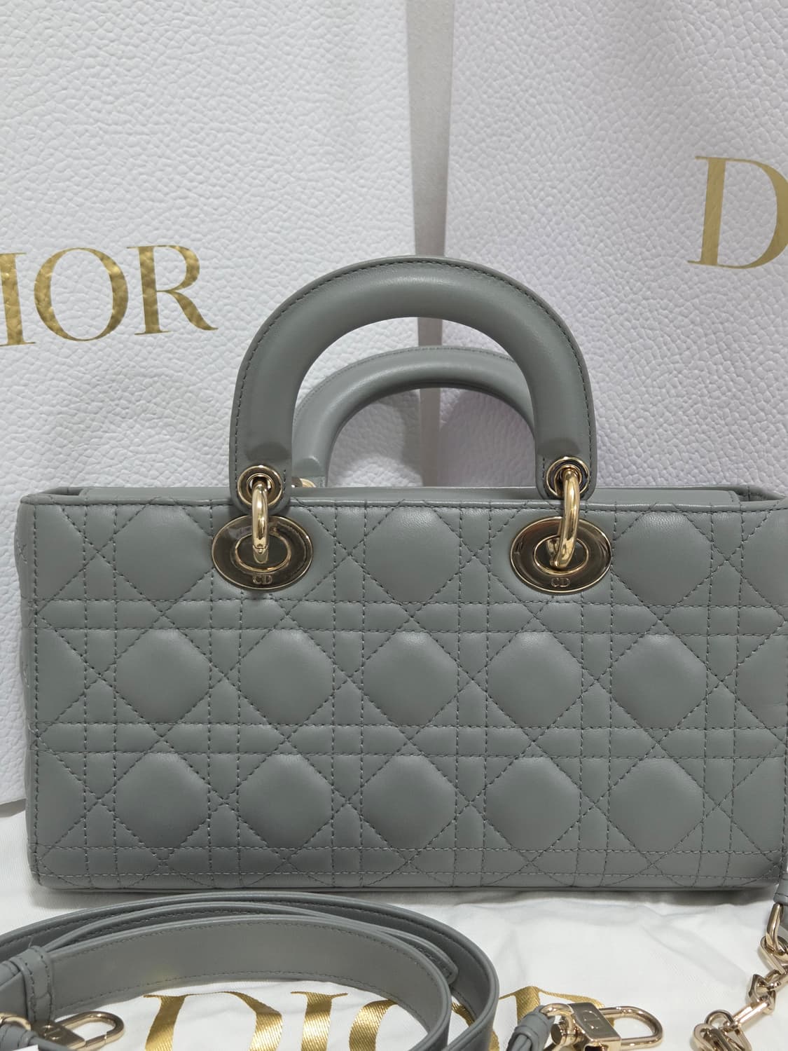 디올 레이디 디조이 백 Medium Size Stone Gray  상품이미지3