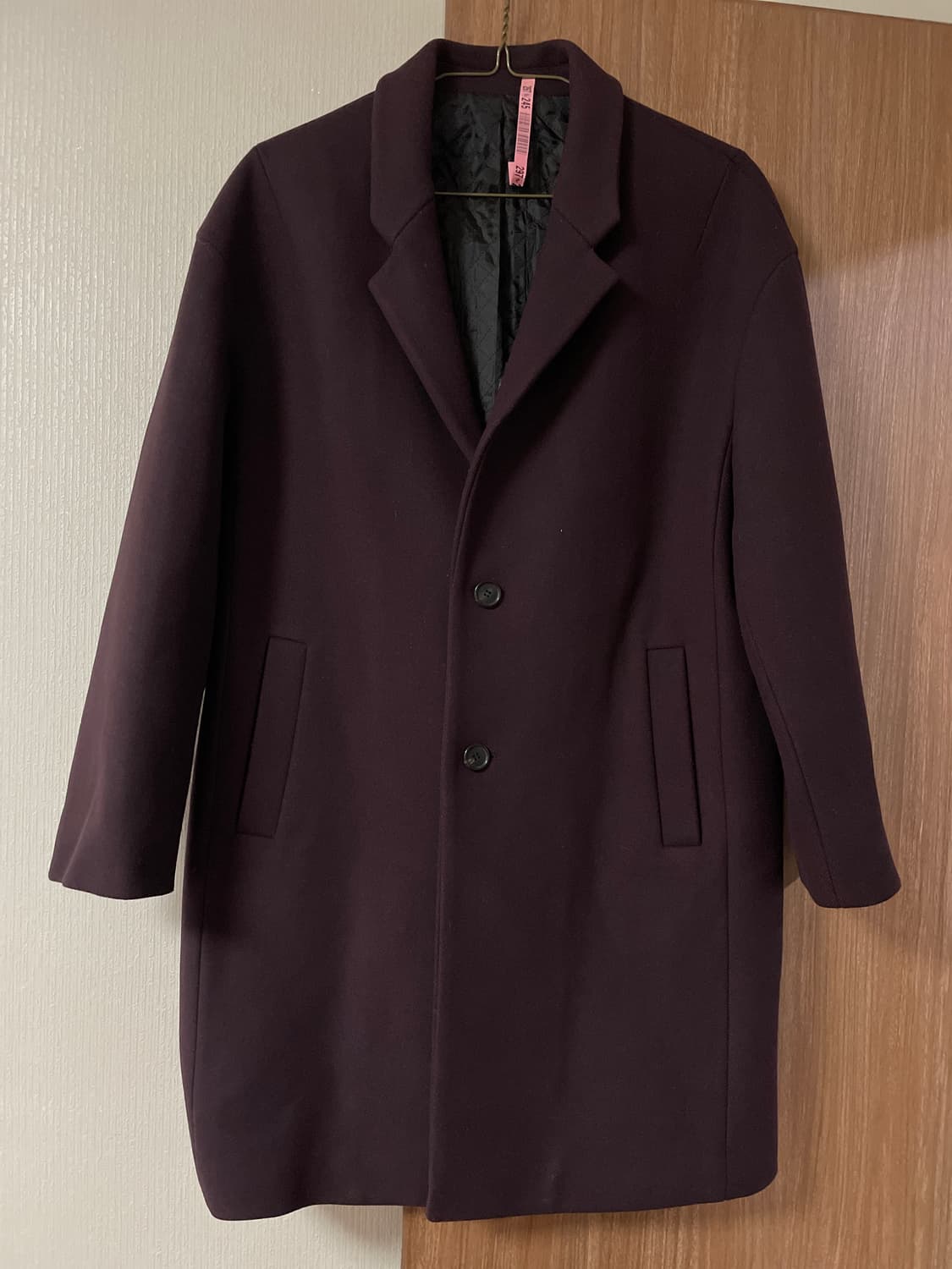 SYSTEM HOMME 시스템옴므 캐시미어 블렌드 양모 싱글 코트 버건디 상품이미지1