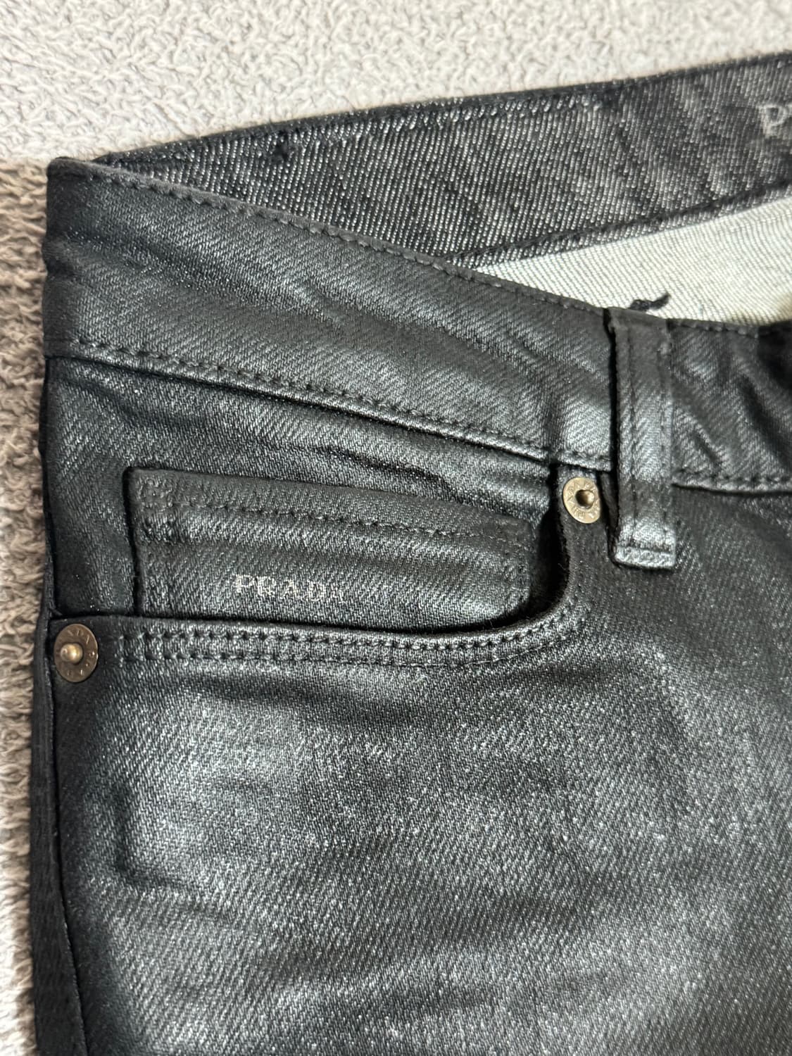 국내유일 PRADA 프라다 블랙진 코팅진 데님 팬츠 25-26 릭오웬  상품이미지5