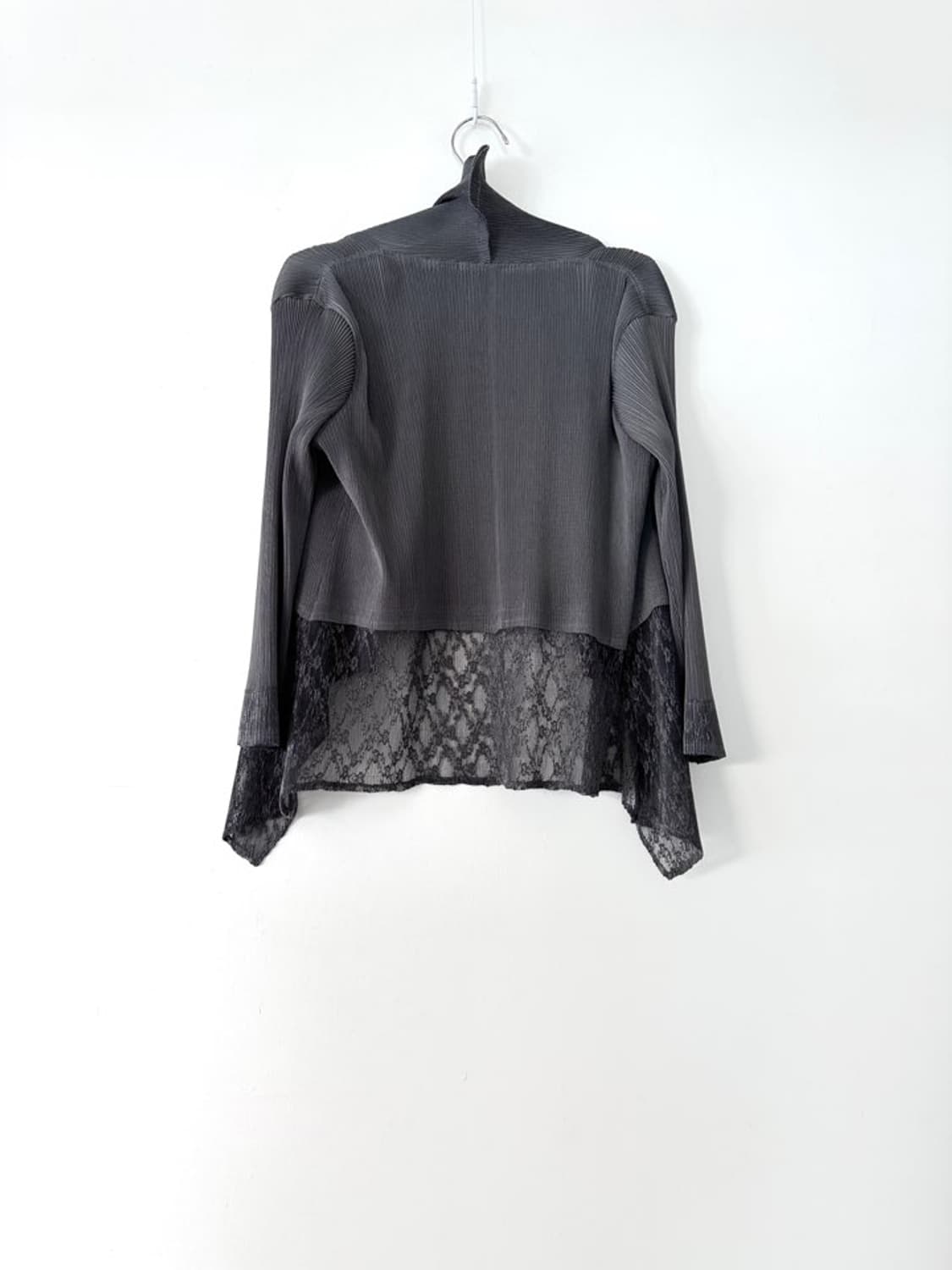See through layer pleats cardigan / grey 상품이미지4