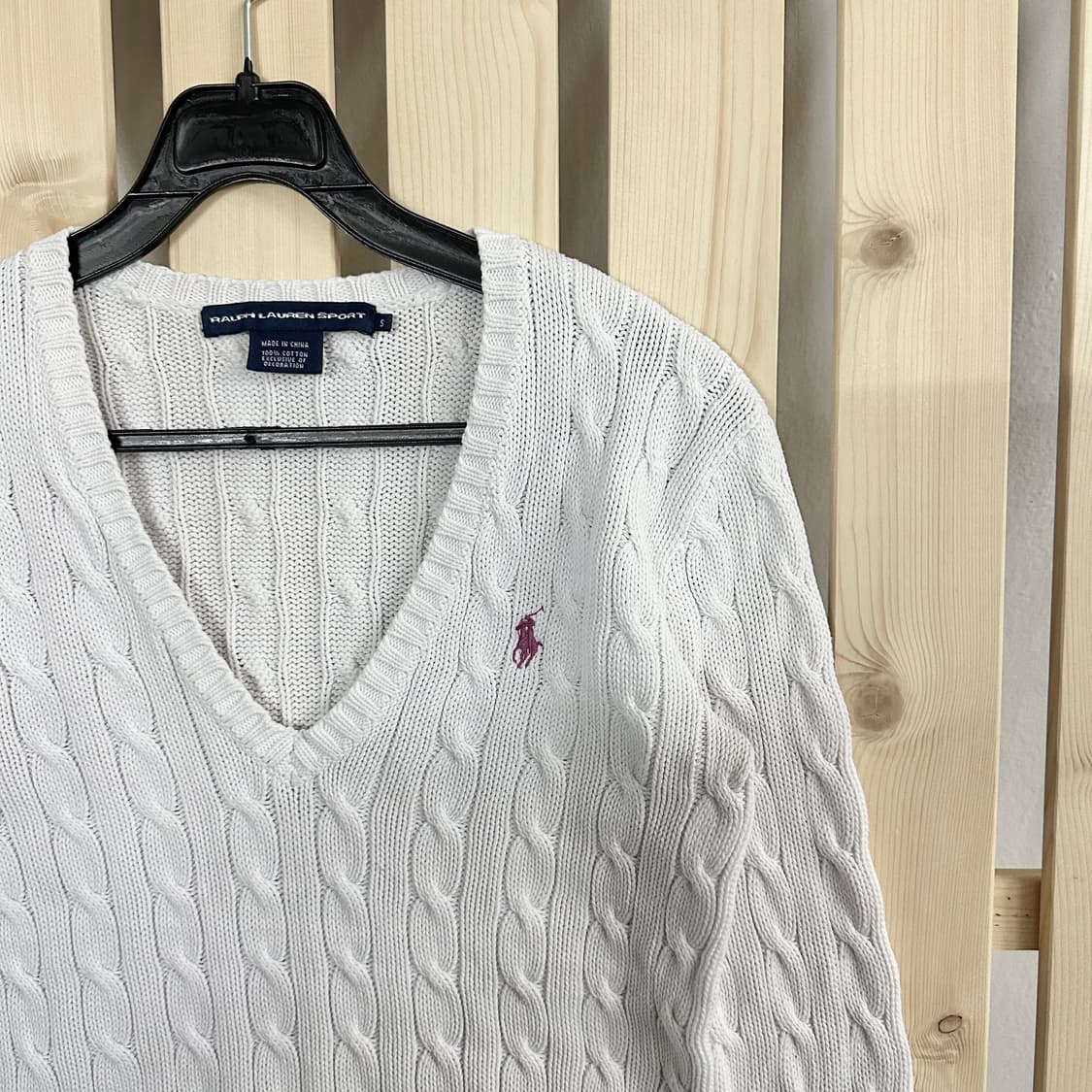 (S) 폴로 화이트 케이블 니트 스웨터 상품이미지3