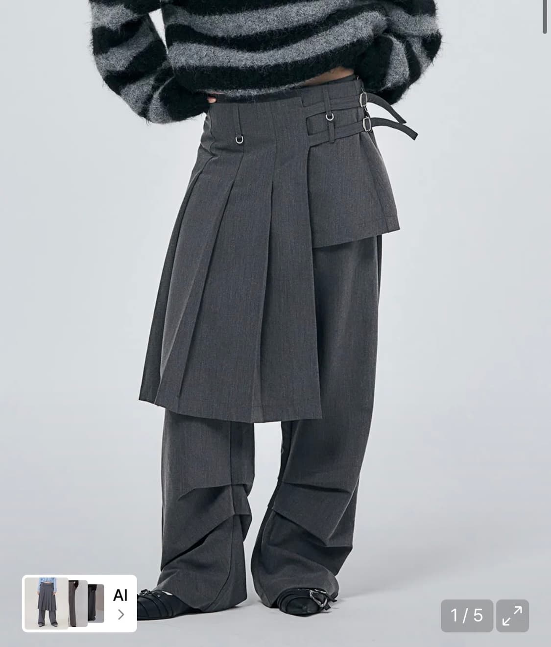 스키즘인듀싱 ASYMMETRY SKIRT SLACKS GREY 상품이미지1