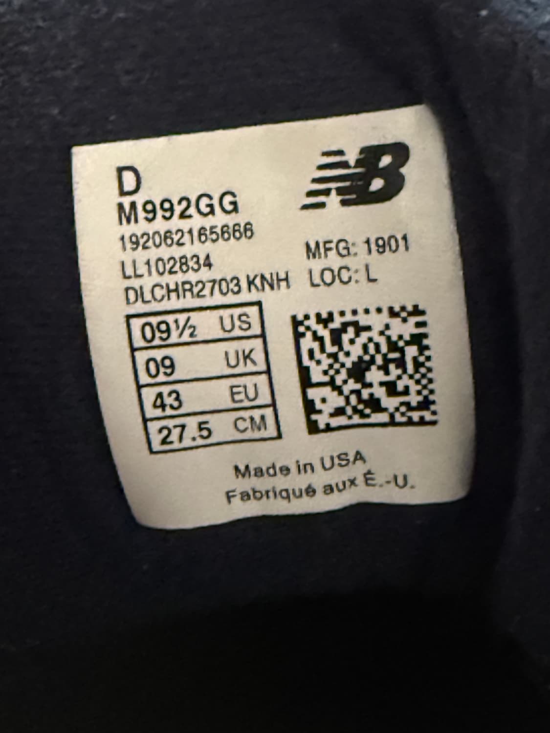 뉴발 M992GG USA Navy/Gray 275 상품이미지8