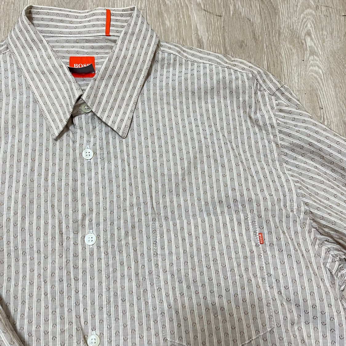 휴고보스 남성 패턴 싱글 포켓 드레스 셔츠 L(100) 상품이미지3