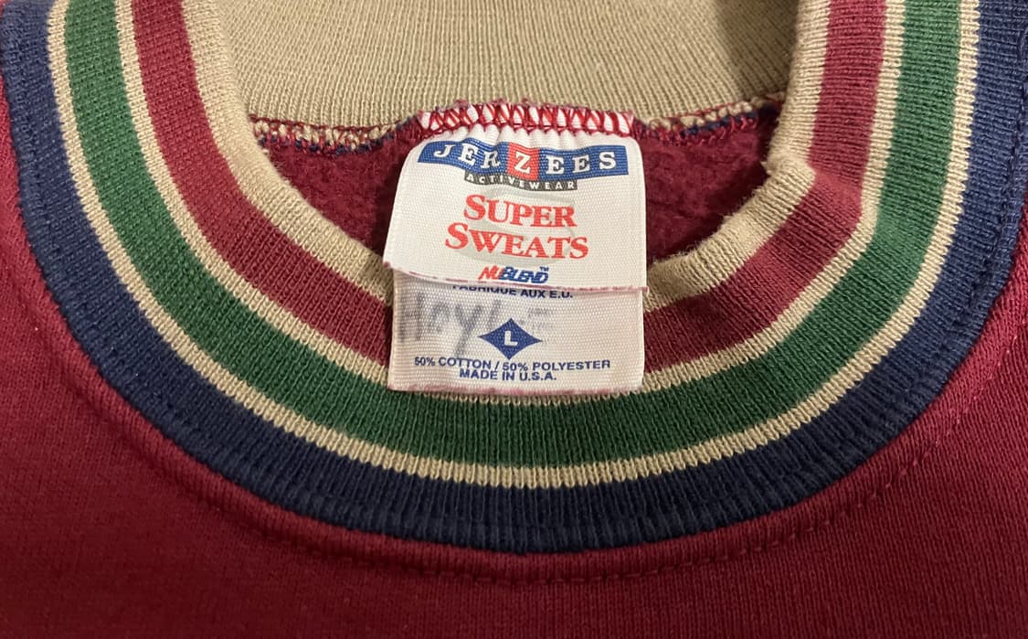 USA 빈티지 90s Jerzees 저지스 50/50 버건디 스웻셔츠 L 상품이미지2