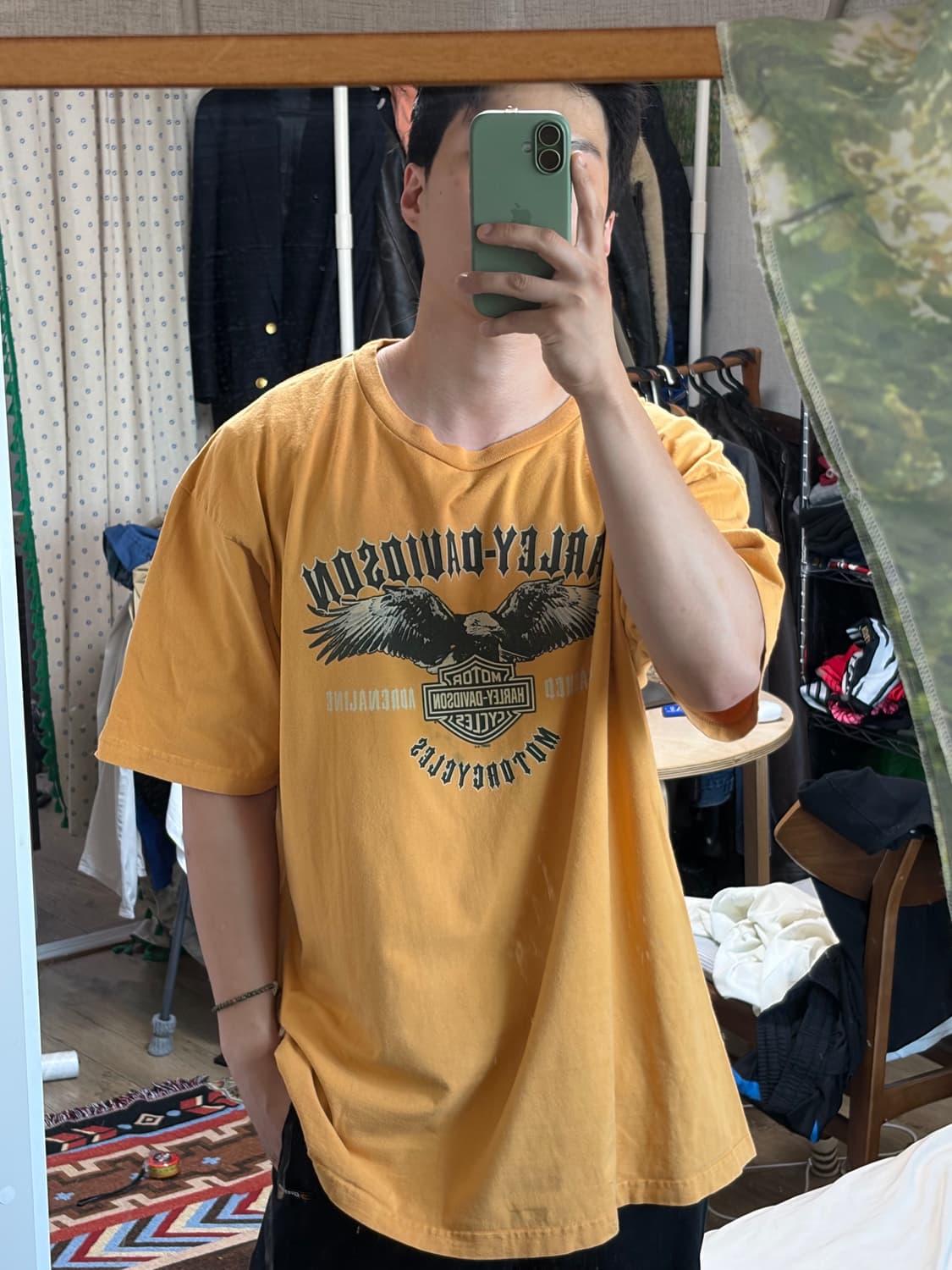 2XL) 할리데이비슨 MADE IN USA 2007 반팔 티셔츠 노랑 상품이미지10