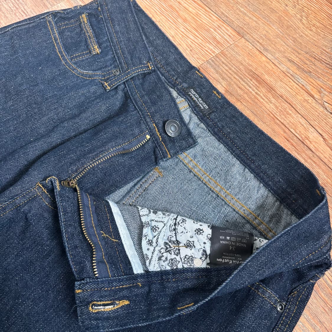 마틴커스텀 청바지 33 34 진청 데님 슬림 일자 새제품급  상품이미지5