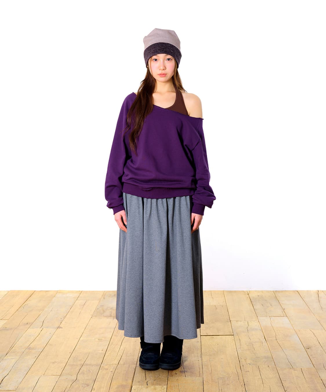 코이세이오 038 오프숄더 스웨트 셔츠 퍼플 M 상품이미지2