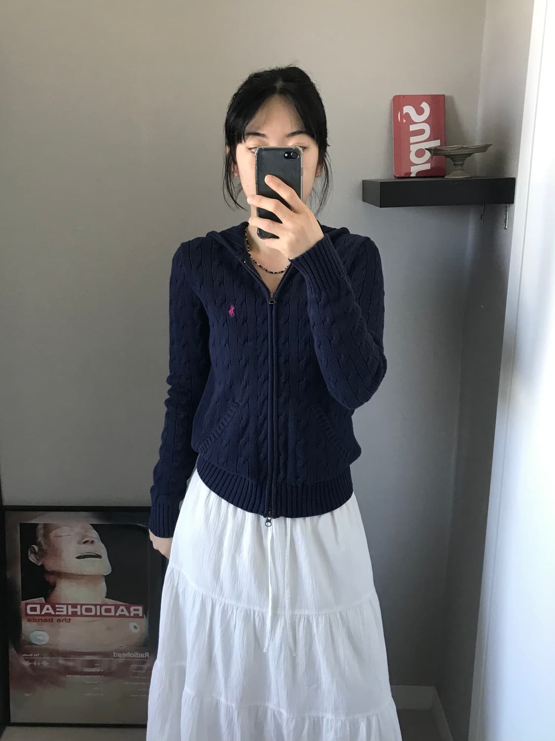 대장급 폴로 랄프로렌 포니 로고 네이비 케이블 니트 후드집업 상품이미지1