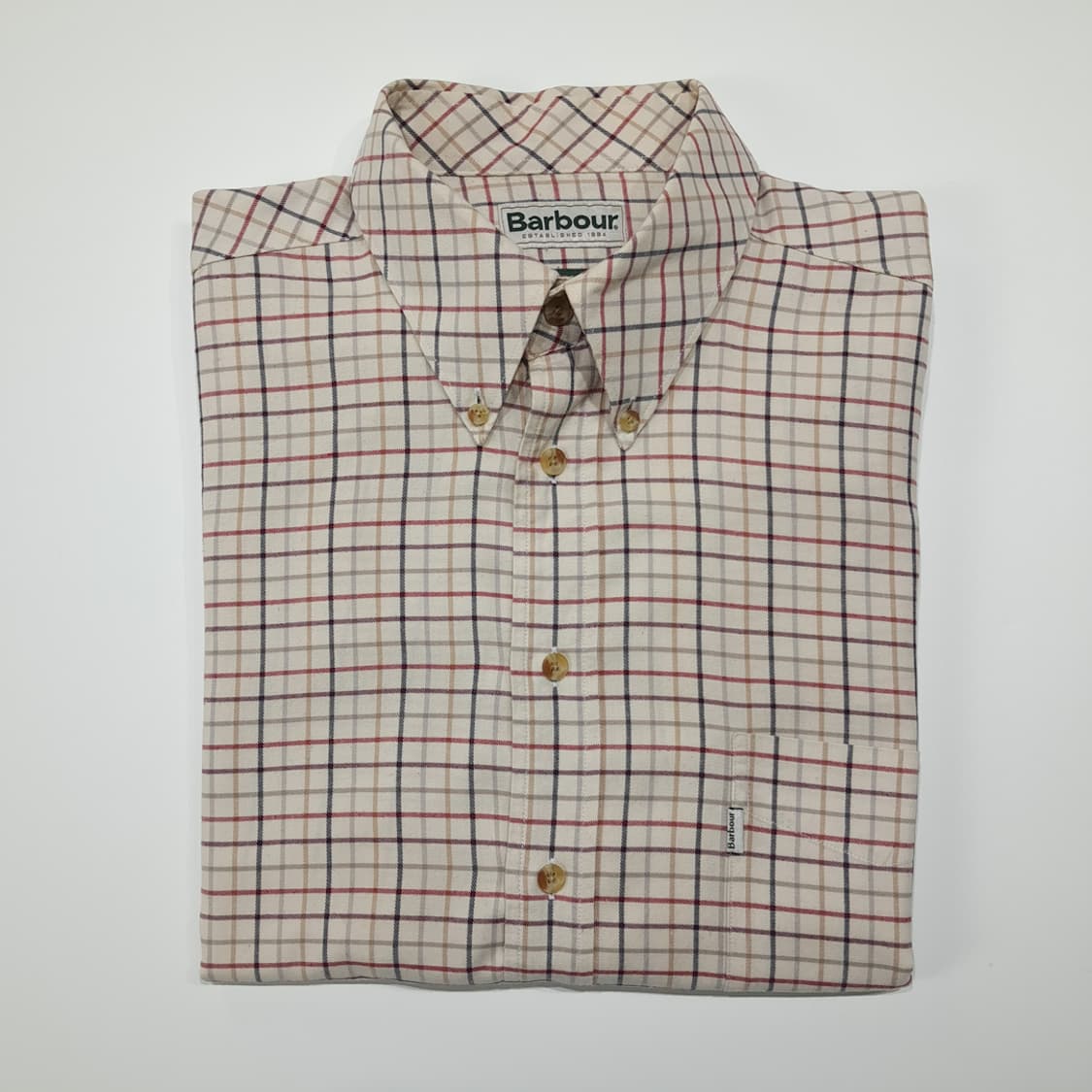 CL533 L 바버 코튼 클래식 체크 버튼다운 베이지 셔츠 남방 상품이미지8