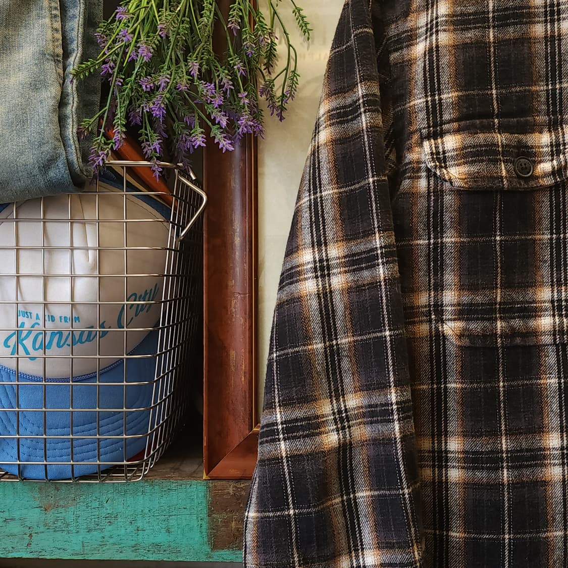 90s 아메리칸 빈티지 체크셔츠 헤비 플란넬 워크셔츠 블랙 L 상품이미지5