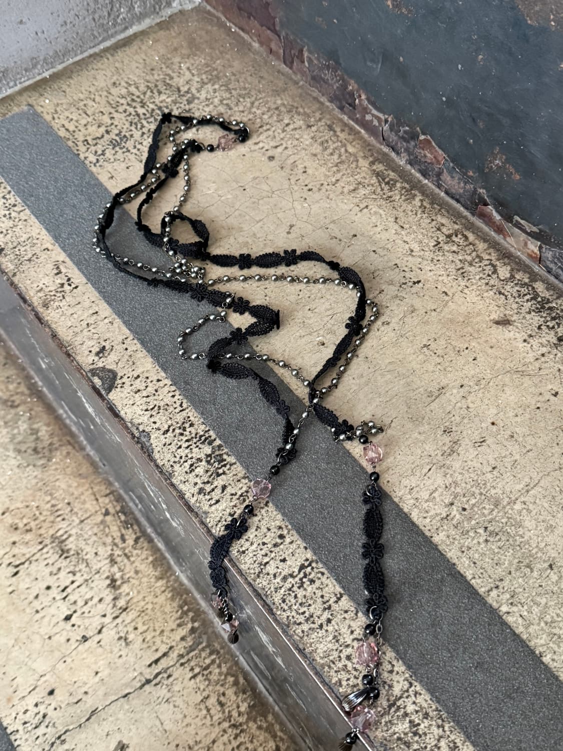 오즈온 레이어드 디테일 체인&레이스 목걸이 상품이미지2