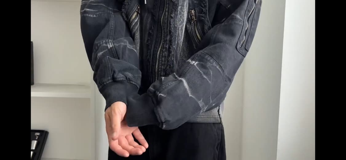 blr)워시드 데님 후드 집업 상품이미지6