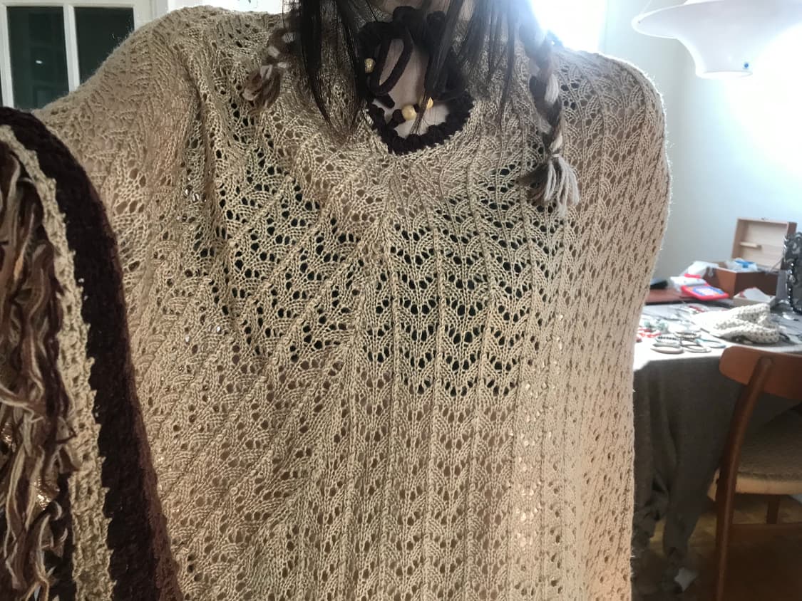 vintage fringe knit cape 상품이미지5