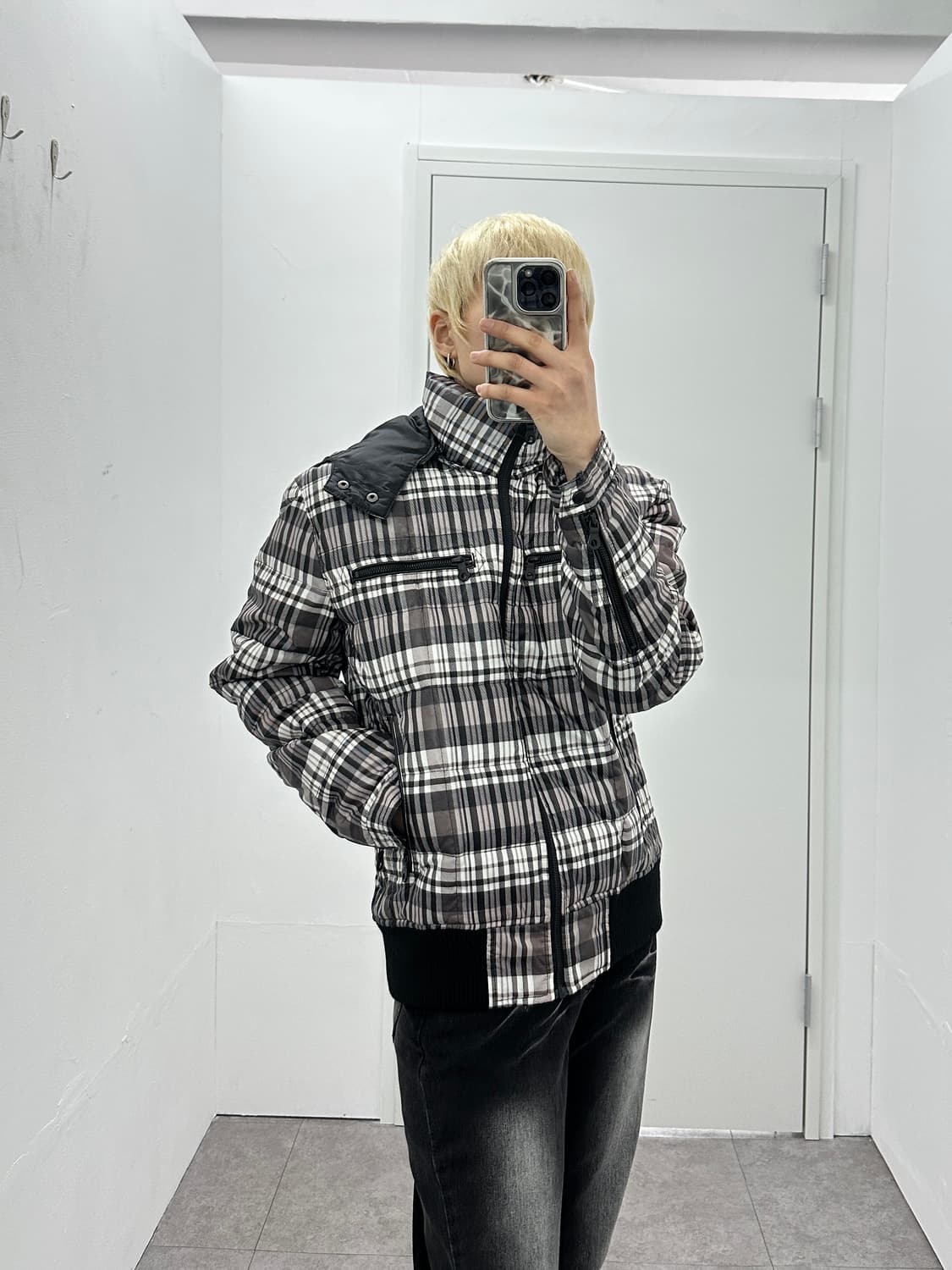 Semantic Design check pattern bomber pad 상품이미지3