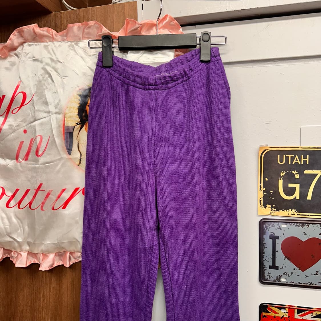 Purple Bootcut Banded Cotton Pants  상품이미지3