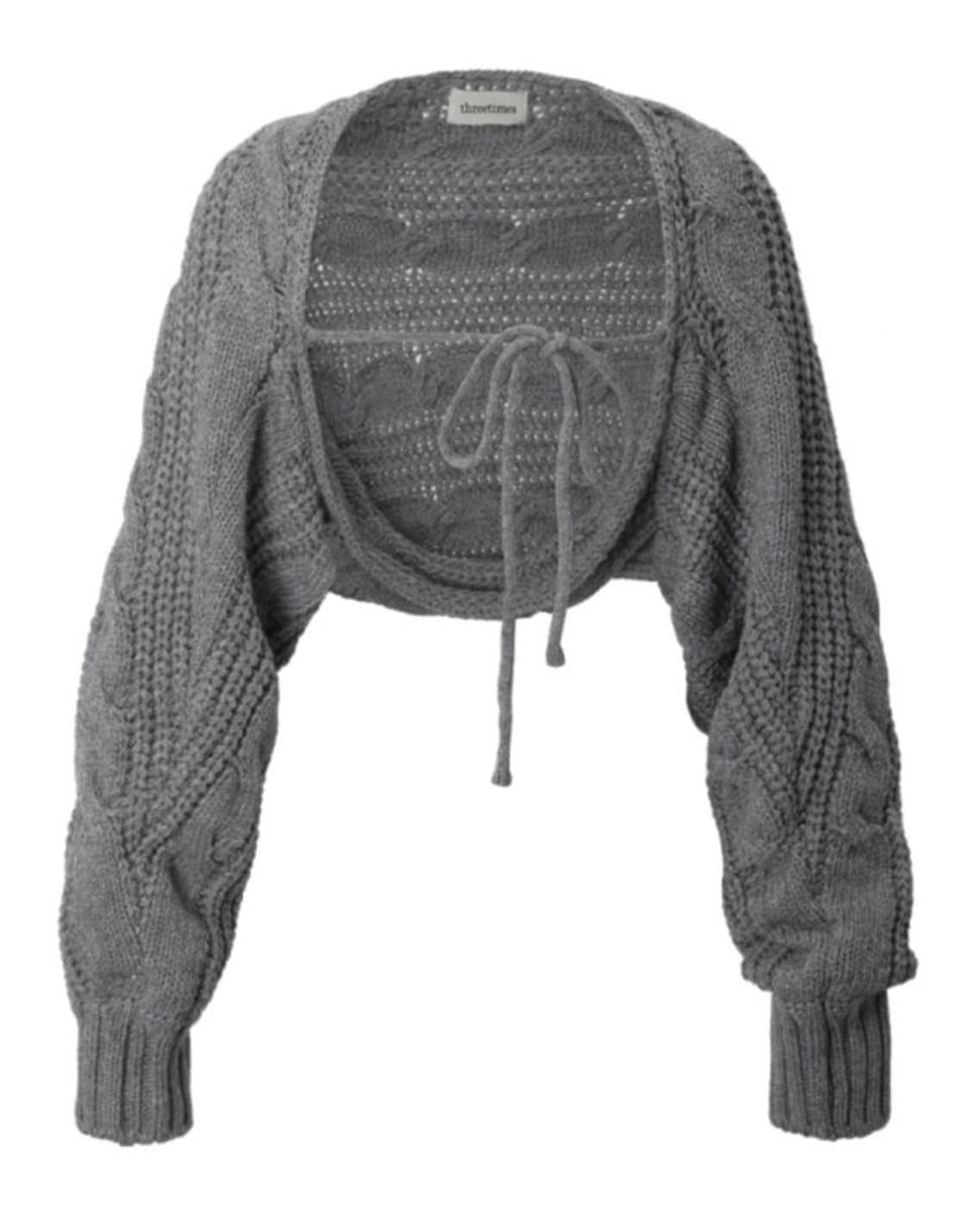 쓰리타임즈 케이블 볼레로 그레이 상품이미지1