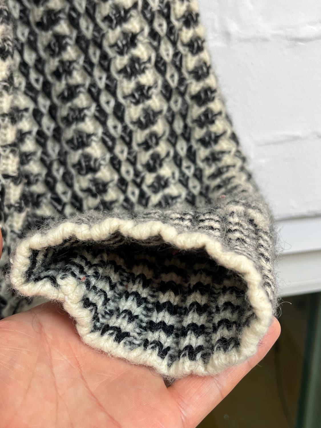 Top 블랙 앤 화이트 숄 칼라 트위드 울 가디건 M 상품이미지5