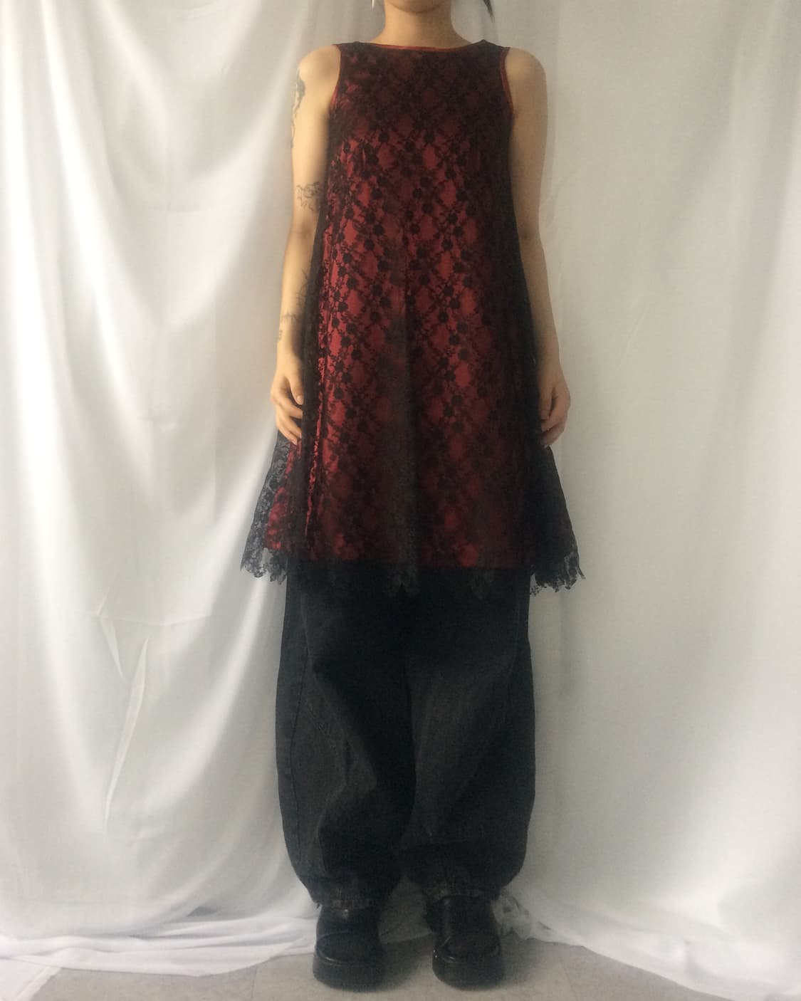Lace layered sleeveless onepiece 상품이미지1