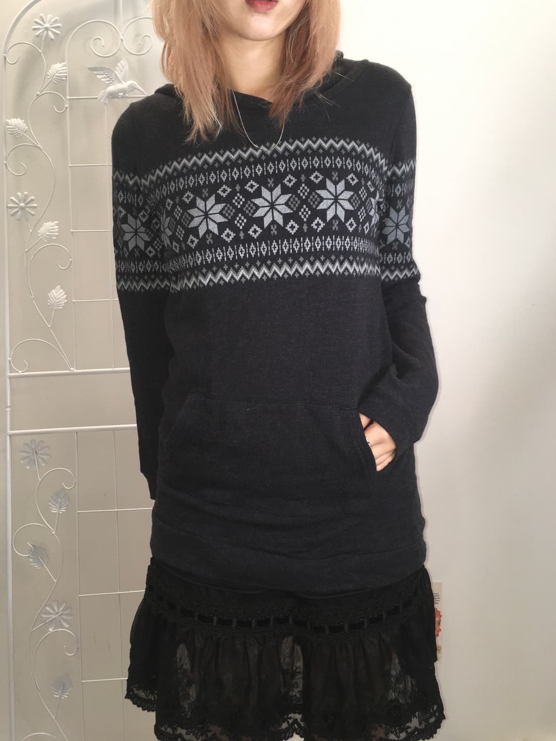 jpn vintage charcoal nordic hood knit 상품이미지1
