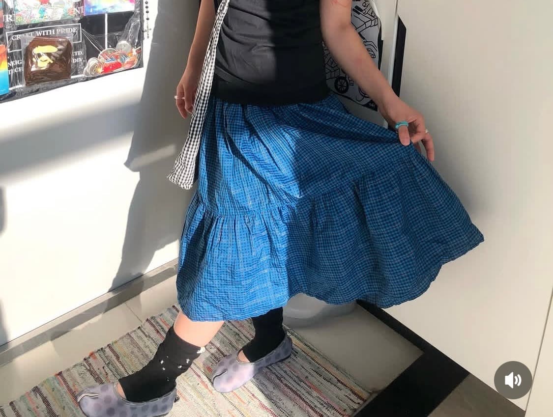 빈티지 블루 체크 스커트 상품이미지4