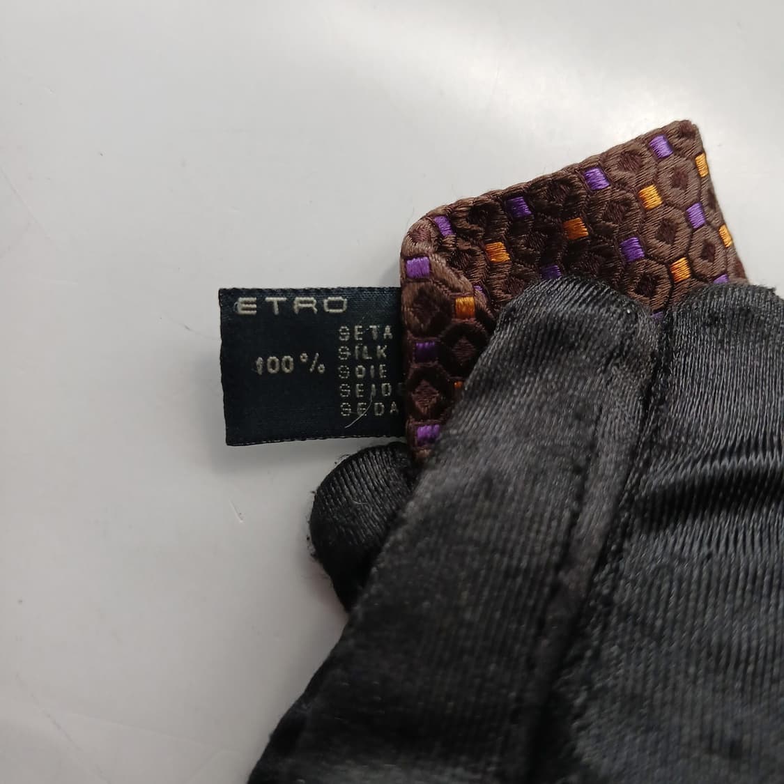 에트로 실크 브라운 지오메트릭 넥타이 9.5cm A+등급 A18289
 상품이미지8