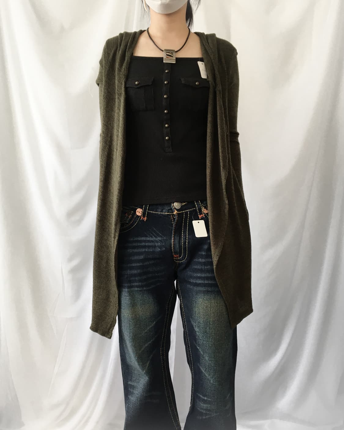 Drape hood open cardigan 상품이미지7