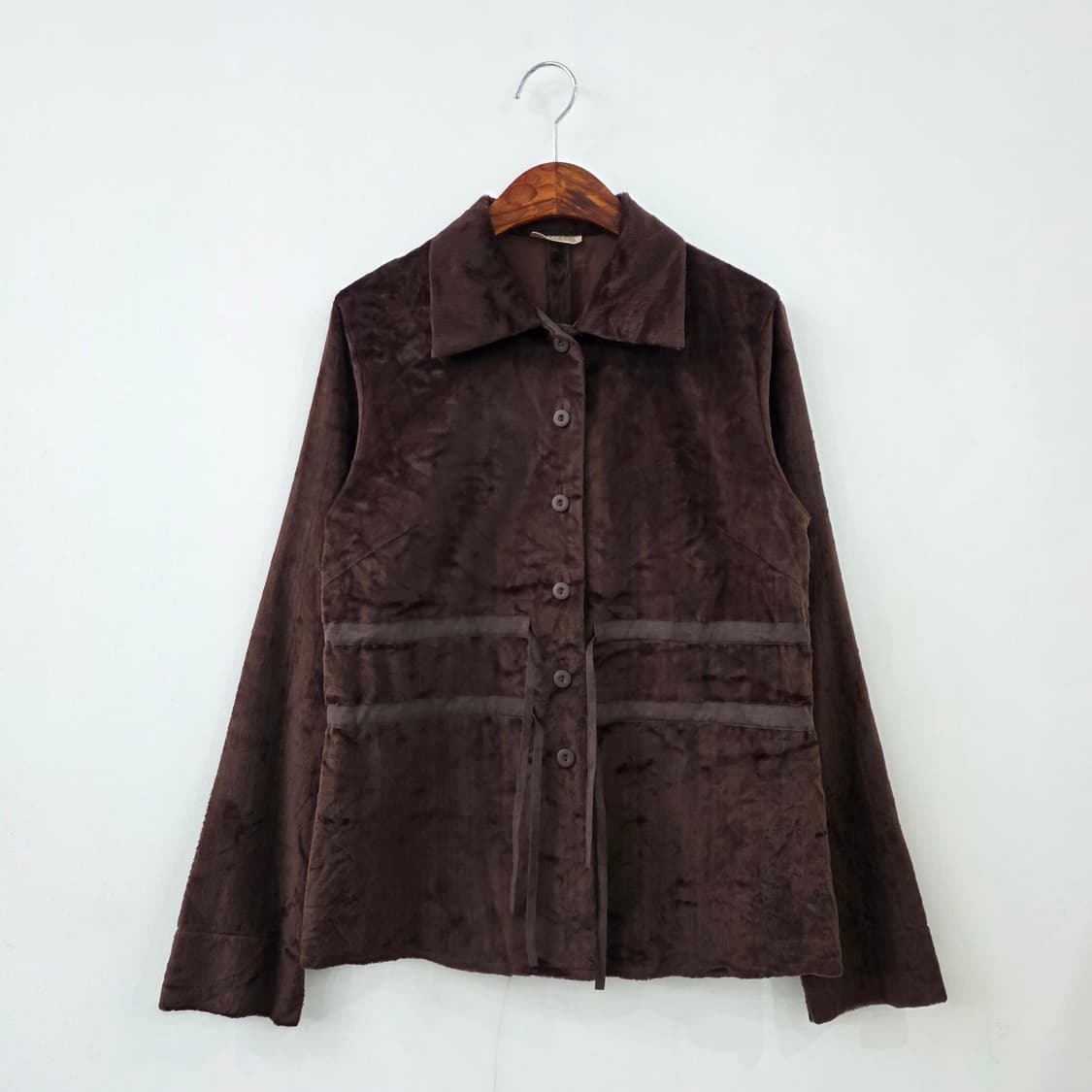 SUTJESO 브라운 큐프라 퍼 벨티드 셔츠 자켓 상품이미지9