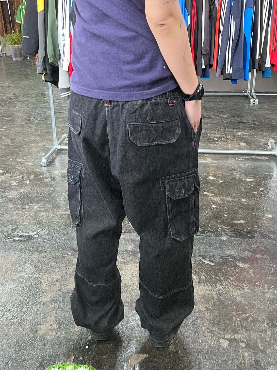 빈티지 카고 흑청 데님 팬츠  상품이미지4