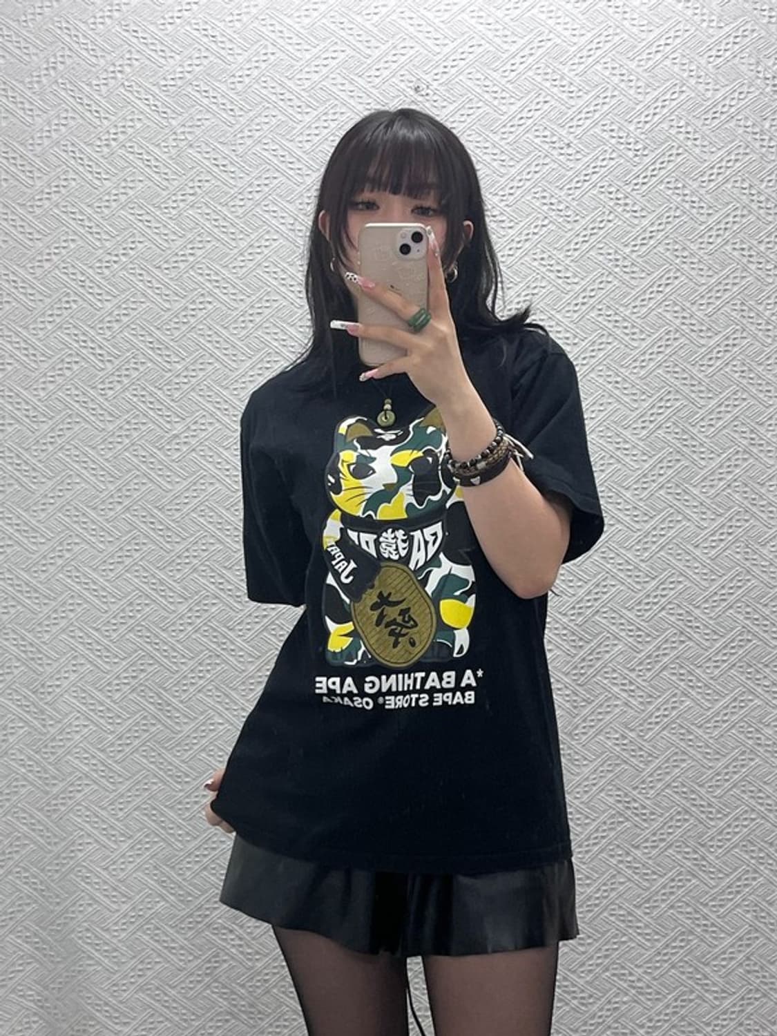 베이프 AAPE 오사카 한정판 마네키네코 반팔티 L C11093 상품이미지1