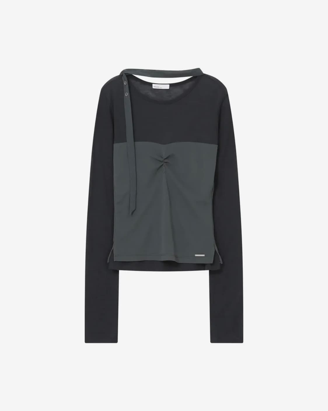 미세키서울 쉬어 레이어드 스카프 롱슬리브 차콜 상품이미지1