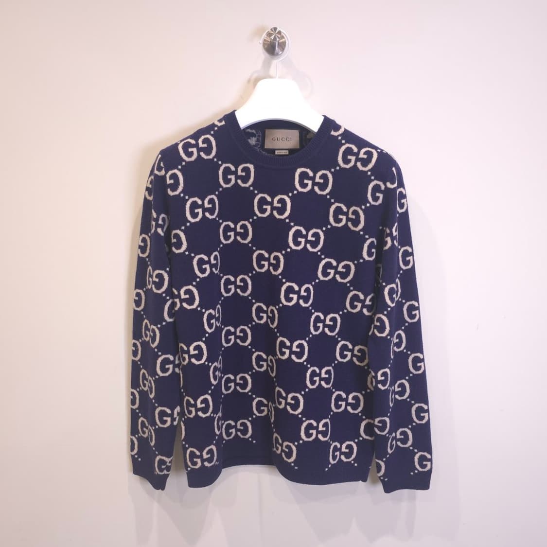 [중고/정품] 구찌 GG 울 자카드 니트 네이비 S 상품이미지1