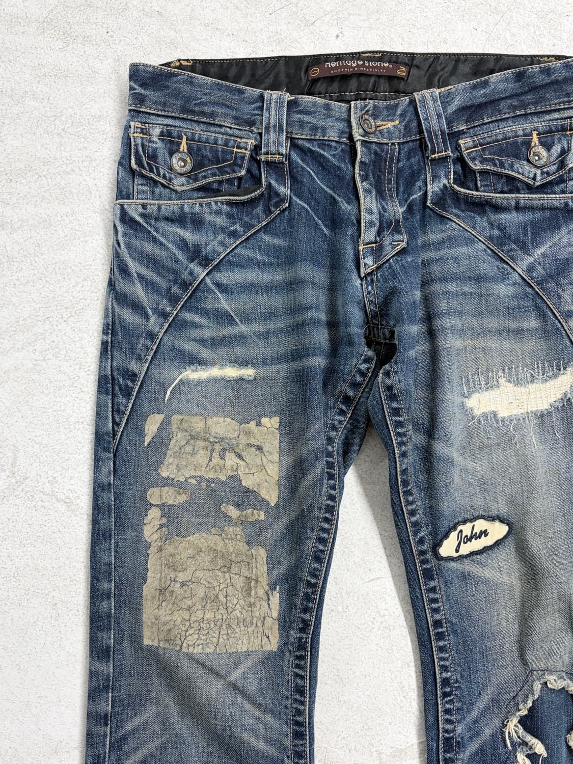 빈티지 디스트레스드 패치 플레어 데님 팬츠 상품이미지8