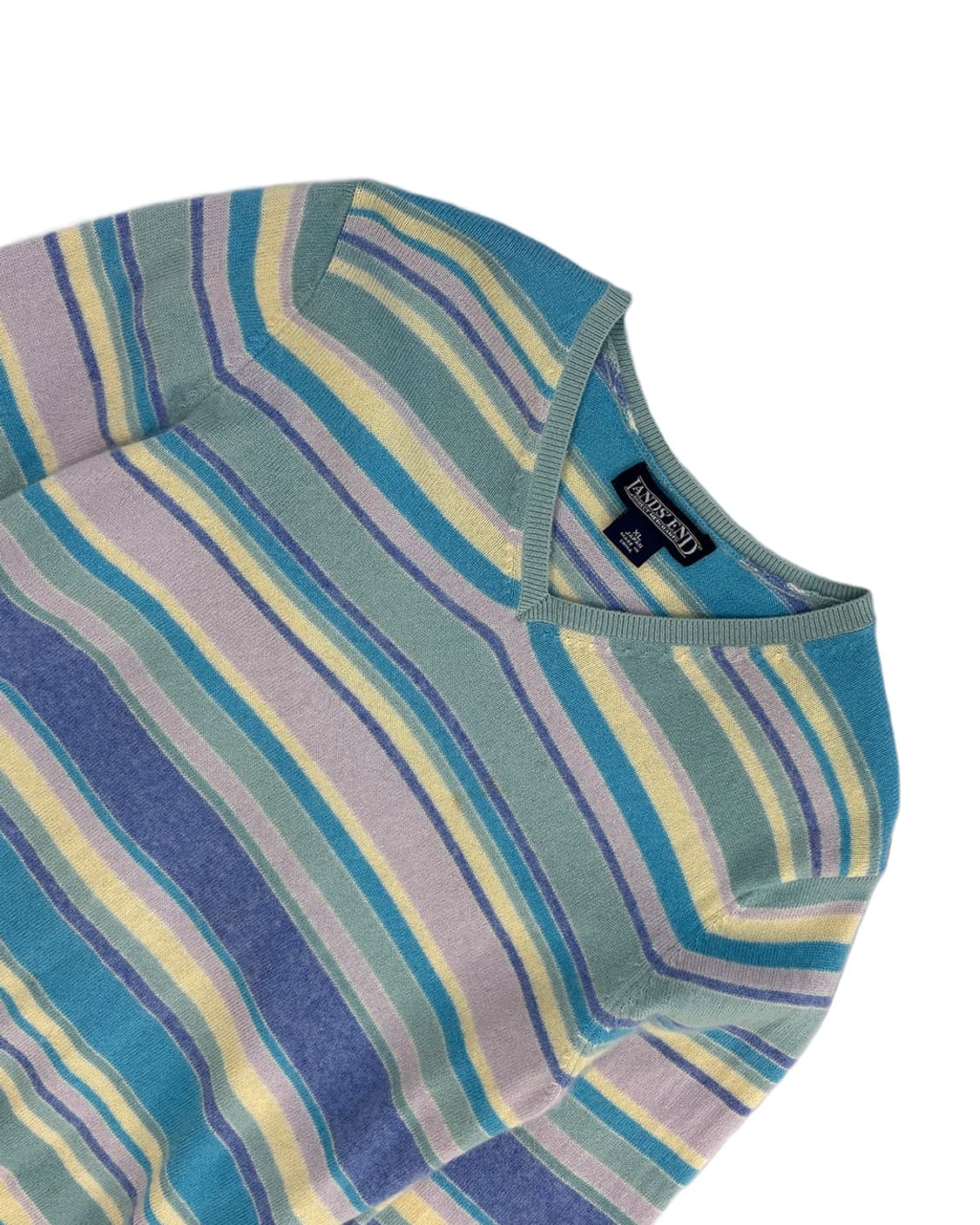 LAND'S END 파스텔 스트라이프 브이넥 캐시미어 풀오버 상품이미지3