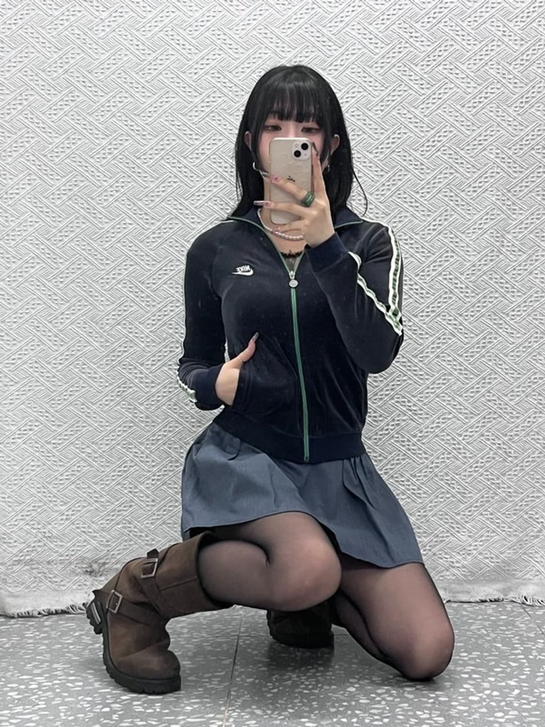 나이키 Y2K 00's 레트로 빈티지 딱붙핏 벨벳 집업 S C11719 상품이미지2