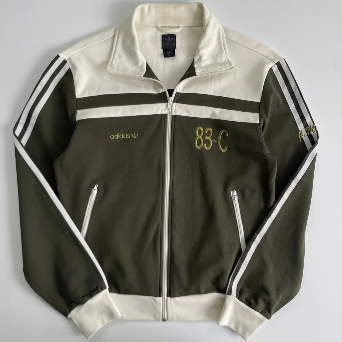 Adidas 아디다스 00‘s 카키 아이보리 배색 배켄자우어 트랙탑 자켓 상품이미지1