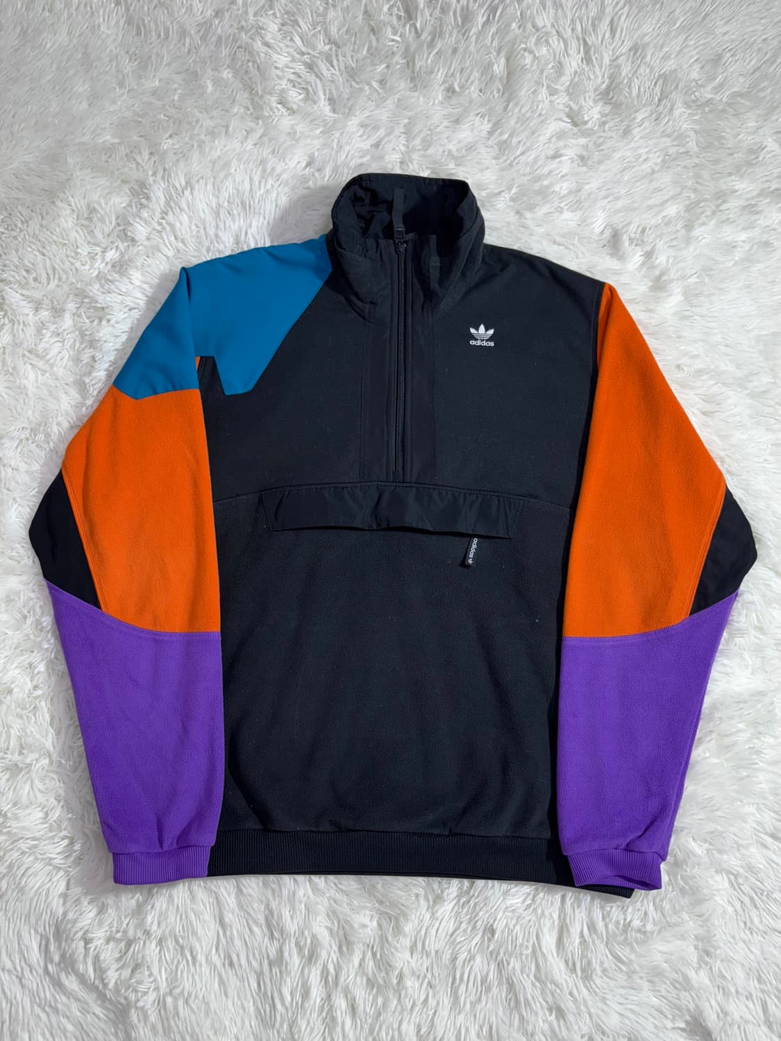 아디다스 빅로고 블랙 플리스 반집업  상품이미지5