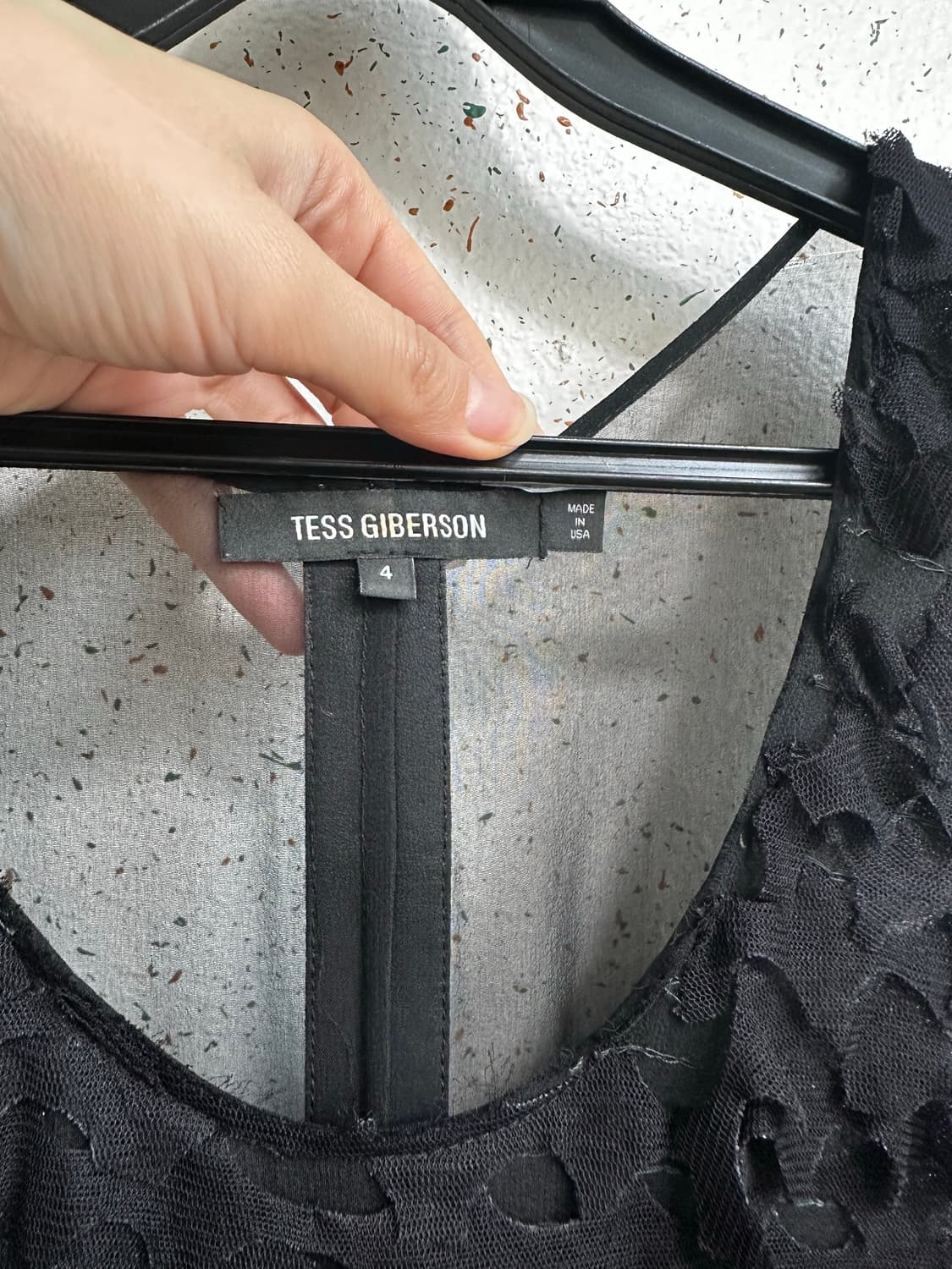 Tess Giberson 블랙 밀리터리 매쉬 실크 양가죽 드레스 원피스 상품이미지3