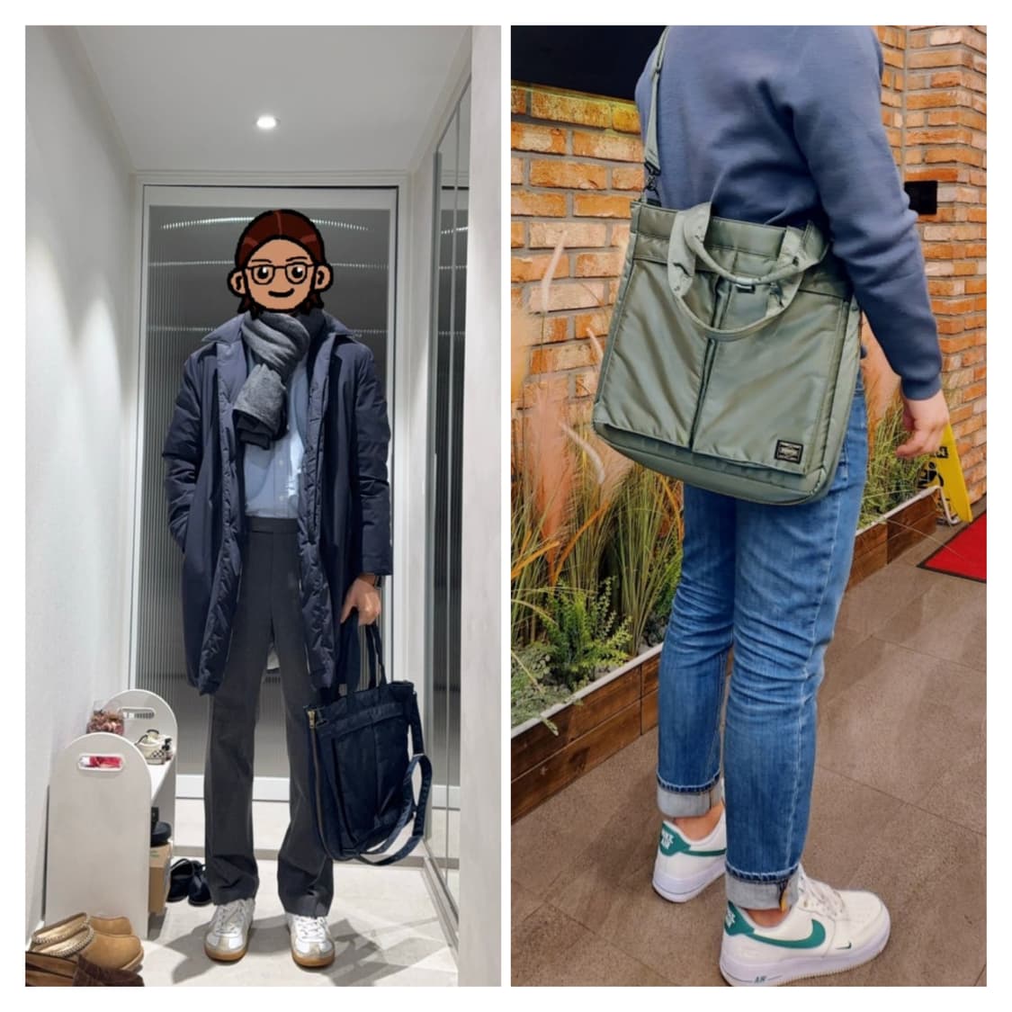 신형 포터 탱커 투웨이 토트백 세이지그린 상품이미지9